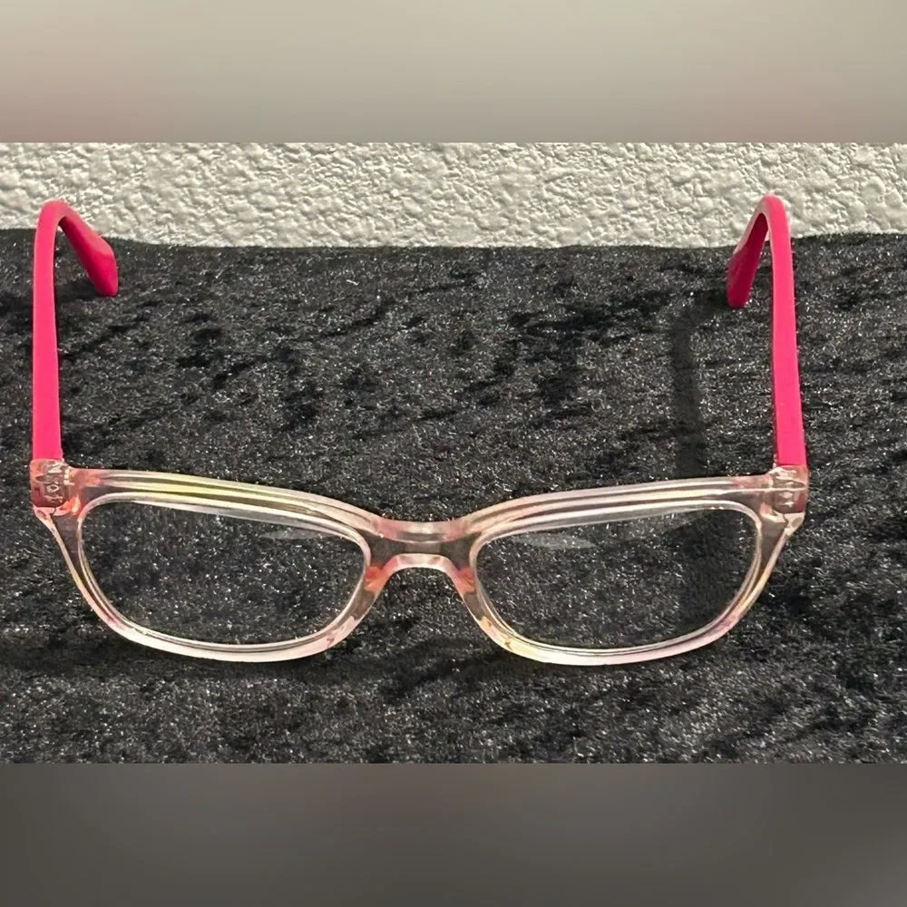 Ray-Ban Kids Eyeglasses RB1591 3806 Clear Pink Bright Fuchsia 47-16-130 used